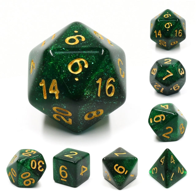 7pc Atmospheric Radiance Green Galaxy w/ Gold - HDAR30 | All Aboard Games