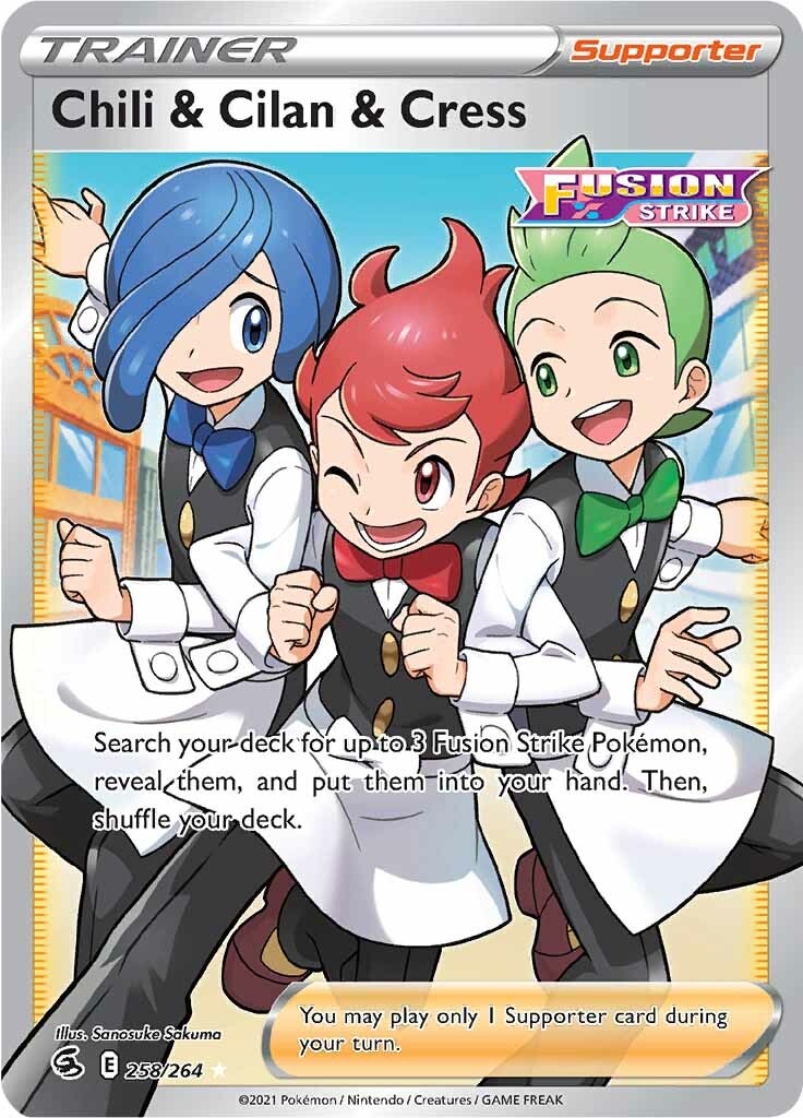 Chili & Cilan & Cress (258/264) [Sword & Shield: Fusion Strike] | All Aboard Games