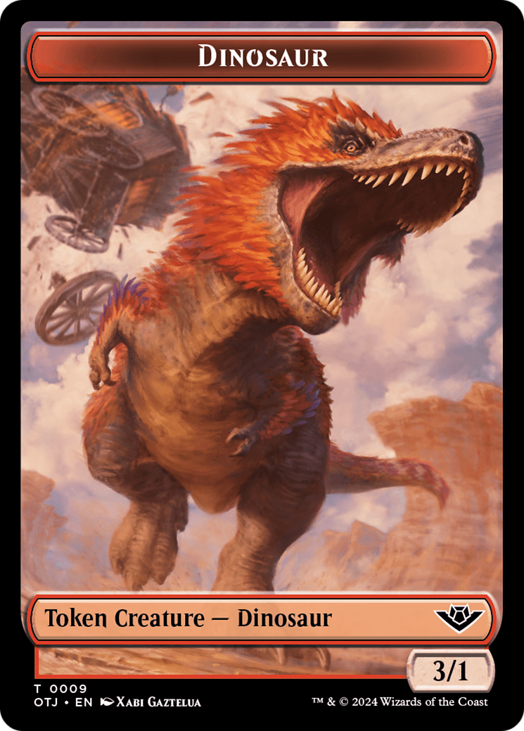 Dinosaur // Plot Double-Sided Token [Outlaws of Thunder Junction Tokens] | All Aboard Games