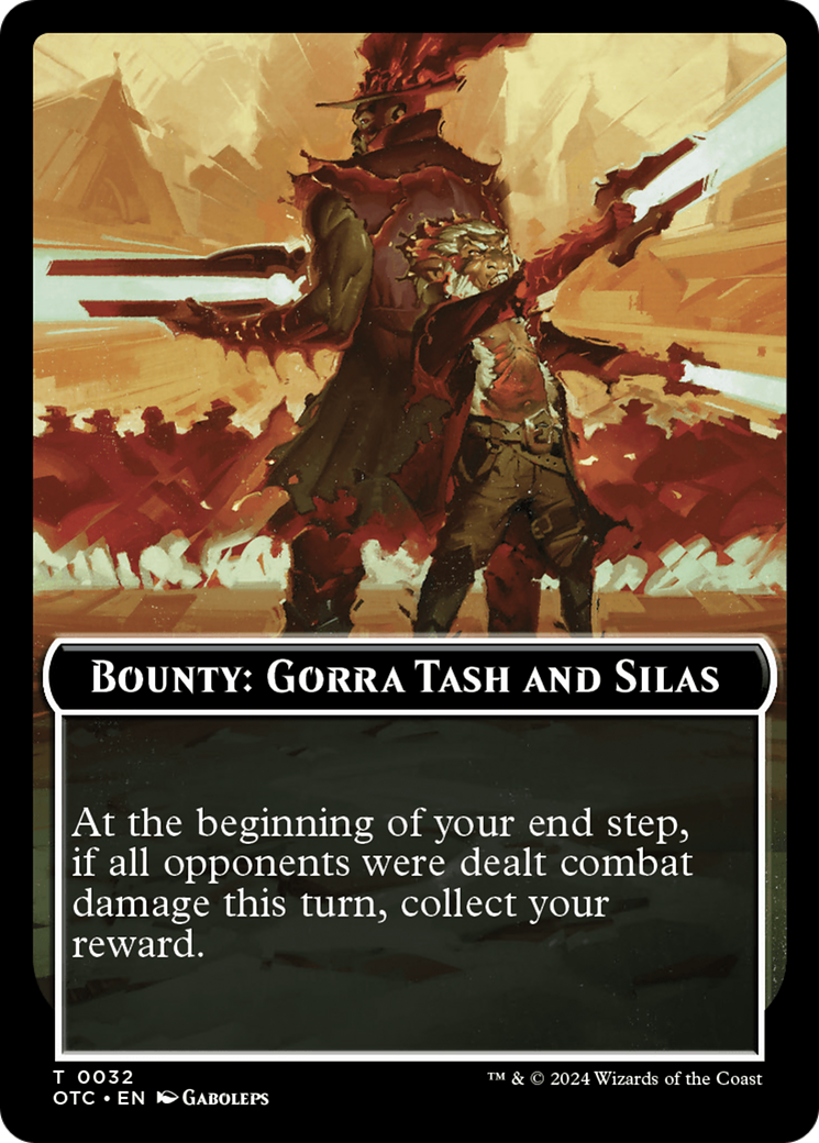 Bounty: Gorra Tash and Silas // Bounty Rules Double-Sided Token [Outlaws of Thunder Junction Commander Tokens] | All Aboard Games