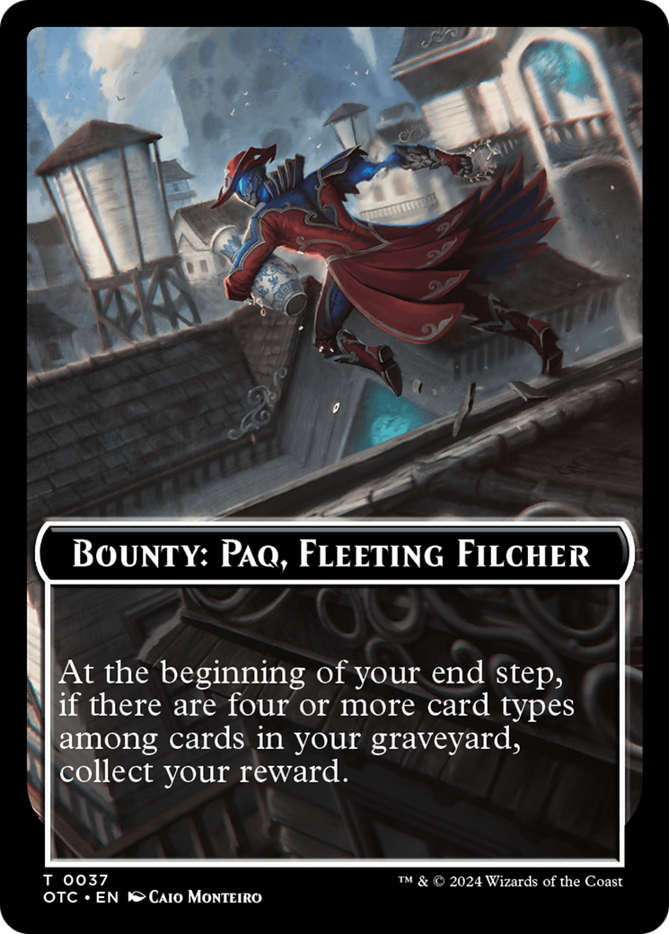 Bounty: Paq, Fleeting Filcher // Bounty Rules Double-Sided Token [Outlaws of Thunder Junction Commander Tokens] | All Aboard Games