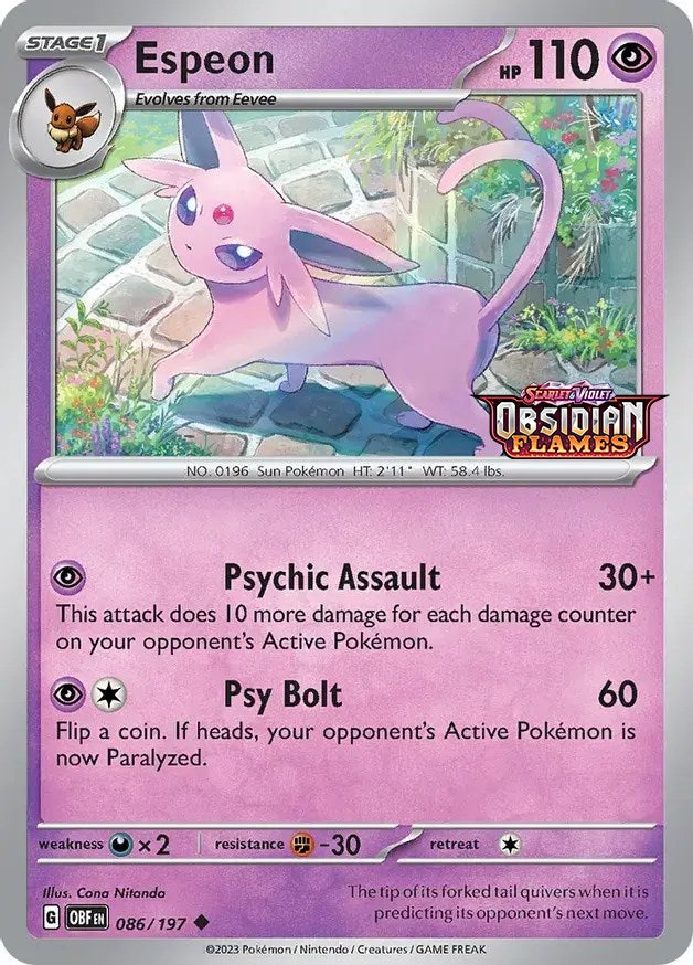 Espeon (086/197) (Best Buy Exclusive) [Scarlet & Violet: Obsidian Flames] | All Aboard Games