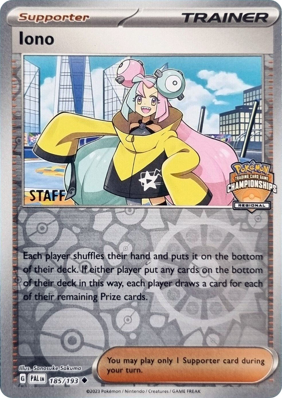 Iono (185/193) (Regional Championships Promo Staff) [League & Championship Cards] | All Aboard Games