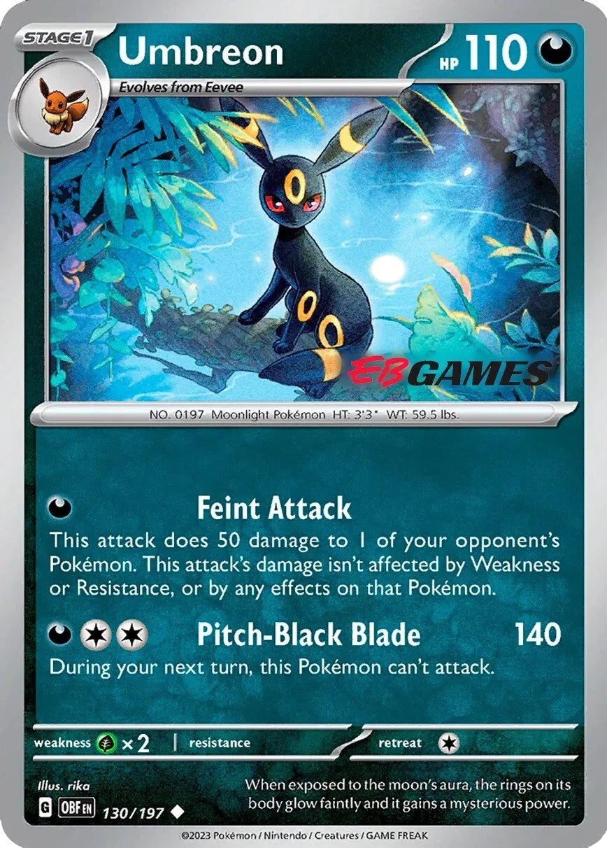 Umbreon (130/197) (EBGames Exclusive) [Scarlet & Violet: Obsidian Flames] | All Aboard Games