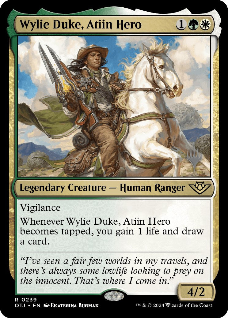 Wylie Duke, Atiin Hero (Promo Pack) [Outlaws of Thunder Junction Promos] | All Aboard Games