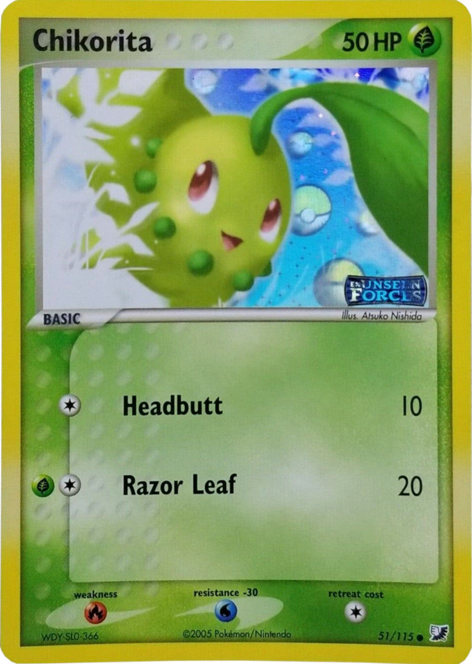 Chikorita (51/115) (Stamped) [EX: Unseen Forces] | All Aboard Games