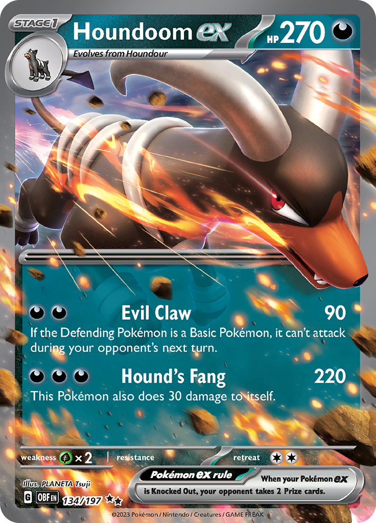 Houndoom ex (134/197) [Scarlet & Violet: Obsidian Flames] | All Aboard Games