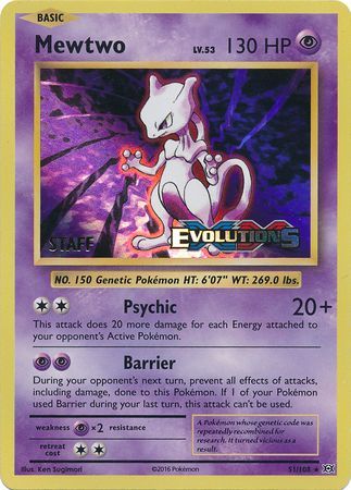 Mewtwo (51/108) (XY Evolutions Staff Prerelease) [XY: Black Star Promos] | All Aboard Games