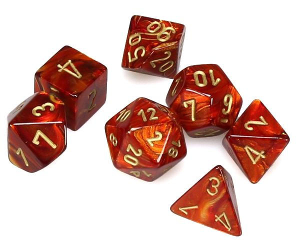 7pc Scarab Scarlet w/ Gold MINI-Polyhedral Set - CHX20414 | All Aboard Games