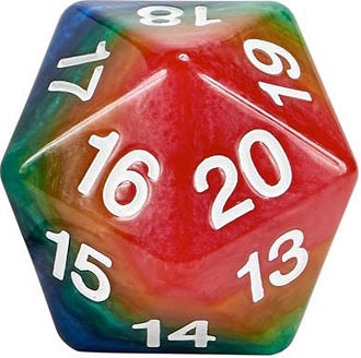 Limited Edition Rainbow Opaque Jumbo Countdown D20 | All Aboard Games