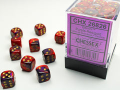 36pc Gemini Purple-Red w/ Gold 12mm d6 cube - CHX26826 | All Aboard Games