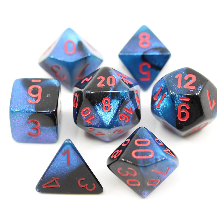 7pc Gemini Black-Starlight w/ Red MINI-Polyhedral Set - CHX20658 | All Aboard Games