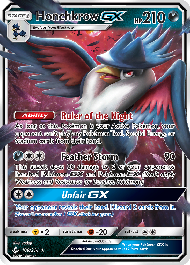 Honchkrow GX (109/214) [Sun & Moon: Unbroken Bonds] | All Aboard Games