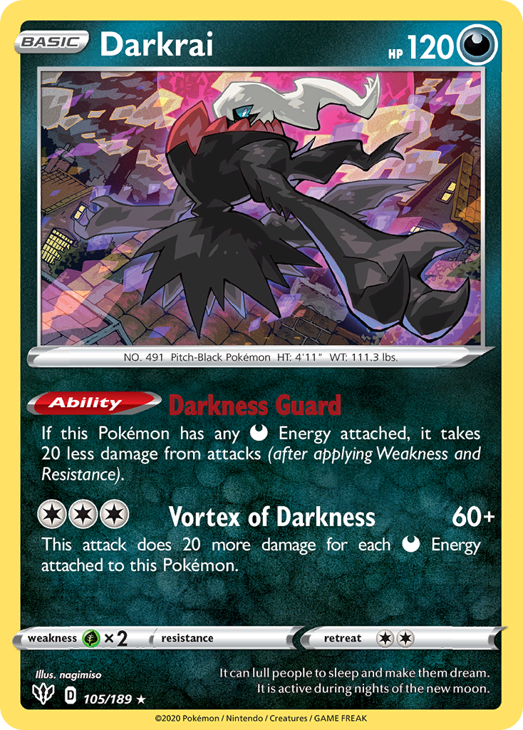 Darkrai (105/189) (Cosmos Holo) [Sword & Shield: Darkness Ablaze] | All Aboard Games