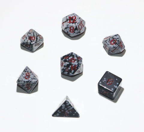 7pc Dwarven Stones: Snowflake Obsidian Polyhedral Set - CC02501 | All Aboard Games