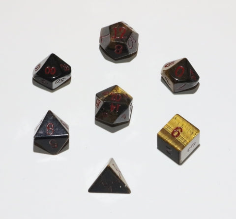 7pc Dwarven Stones: Tiger Eye Polyhedral Set - CC02503 | All Aboard Games