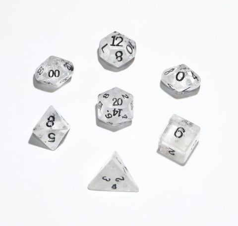 7pc Dwarven Stones: Clear Quartz Polyhedral Set - CC02524 | All Aboard Games