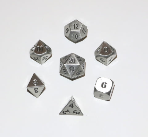 7pc Dwarven Metal: Antique Silver Polyhedral Set - CC02606 | All Aboard Games