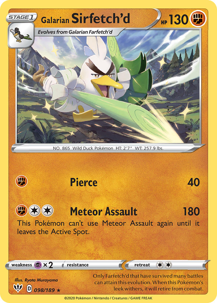 Galarian Sirfetch'd (098/189) (Cracked Ice holo) (Theme Deck Exclusive) [Sword & Shield: Darkness Ablaze] | All Aboard Games