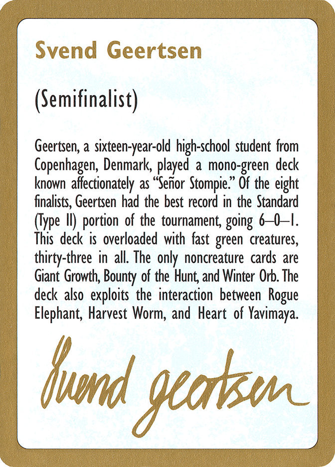 Svend Geertsen Bio [World Championship Decks 1997] | All Aboard Games
