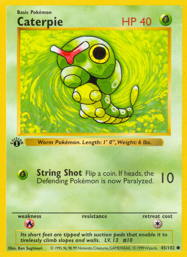 Caterpie (45/102) (Shadowless) [Base Set 1st Edition] | All Aboard Games