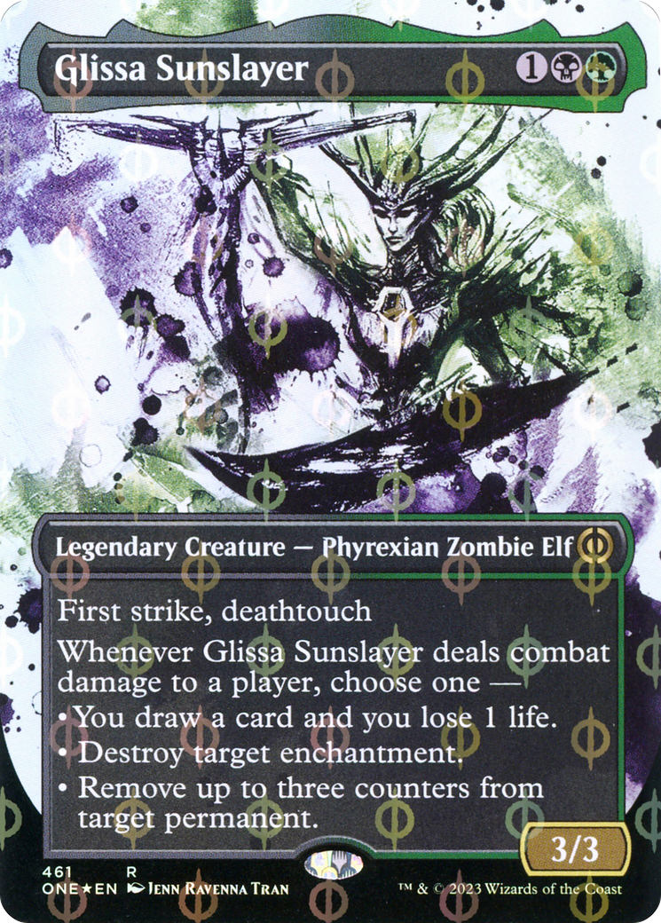 Glissa Sunslayer (Borderless Ichor Step-and-Compleat Foil) [Phyrexia: All Will Be One] | All Aboard Games
