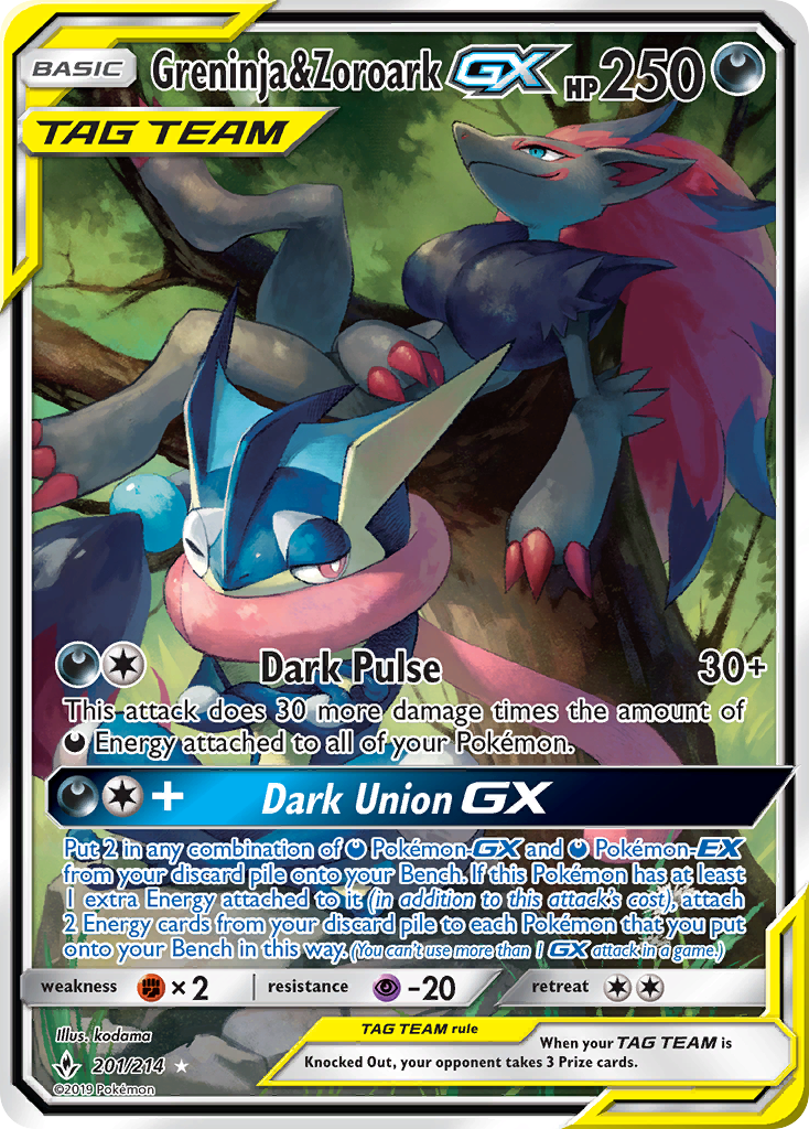 Greninja & Zoroark GX (201/214) [Sun & Moon: Unbroken Bonds] | All Aboard Games