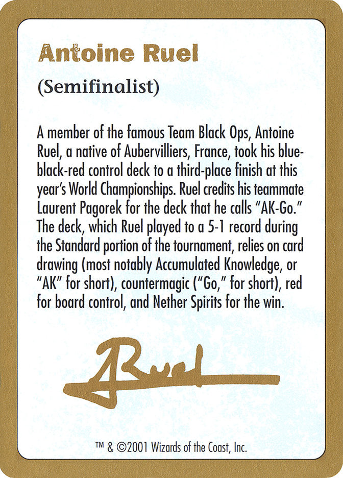 Antoine Ruel Bio [World Championship Decks 2001] | All Aboard Games