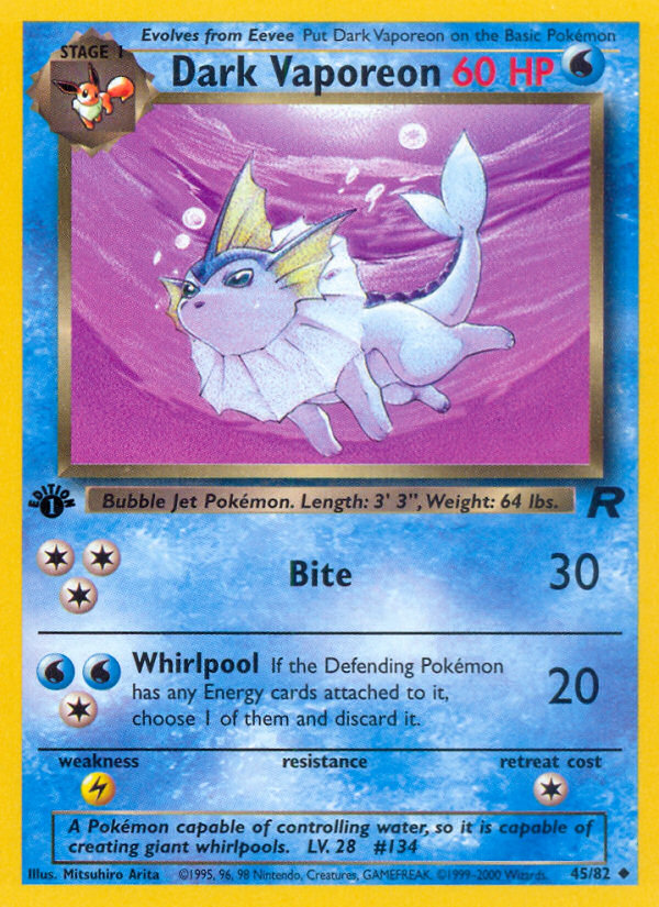 Dark Vaporeon (45/82) [Team Rocket 1st Edition] | All Aboard Games