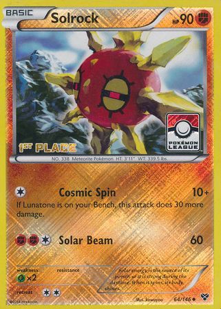 Solrock (64/146) (1st Place League Challenge Promo) [XY: Base Set] | All Aboard Games