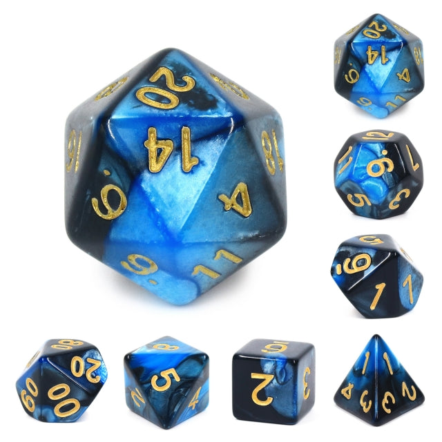 7pc Blend Blue-Black w/ Gold - HDB05 | All Aboard Games