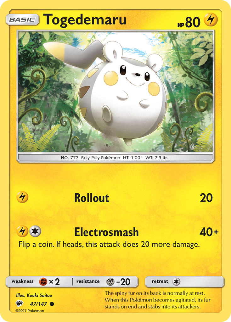 Togedemaru (47/147) [Sun & Moon: Burning Shadows] | All Aboard Games