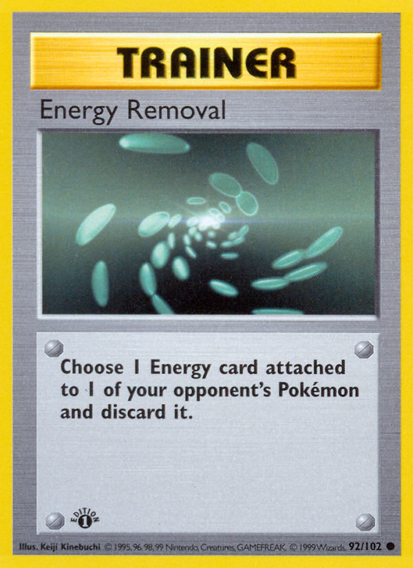Energy Removal (92/102) (Shadowless) [Base Set 1st Edition] | All Aboard Games