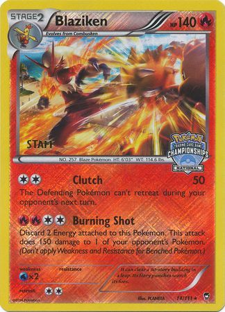 Blaziken (14/111) (Staff National Championship Promo) [XY: Furious Fists] | All Aboard Games