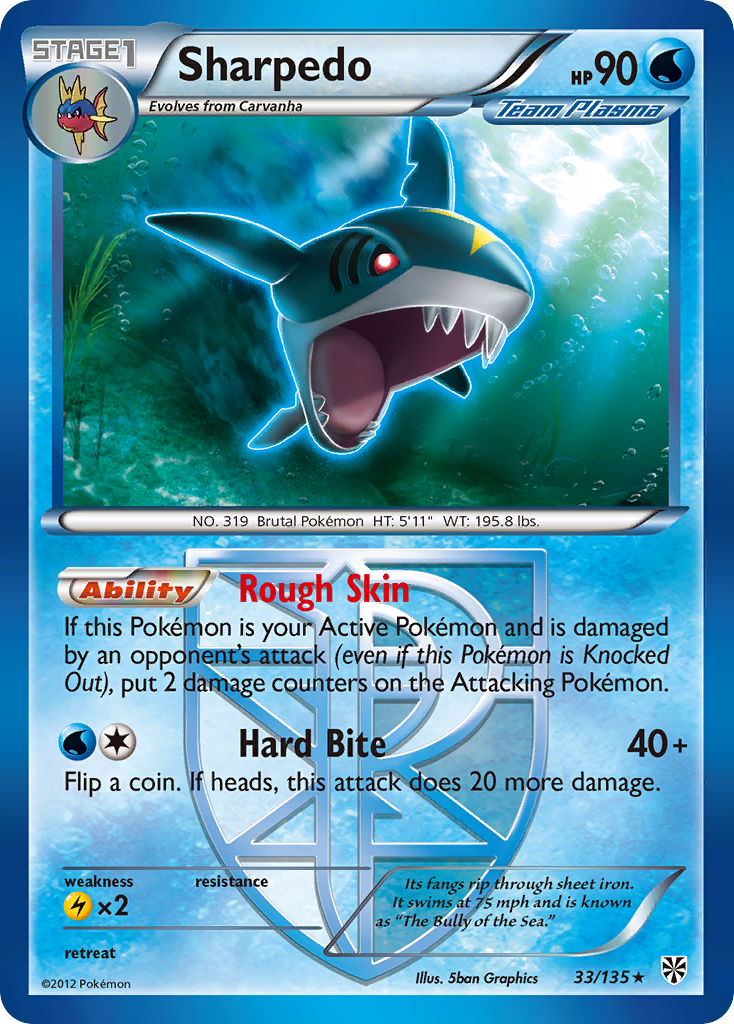 Sharpedo (33/135) [Black & White: Plasma Storm] | All Aboard Games