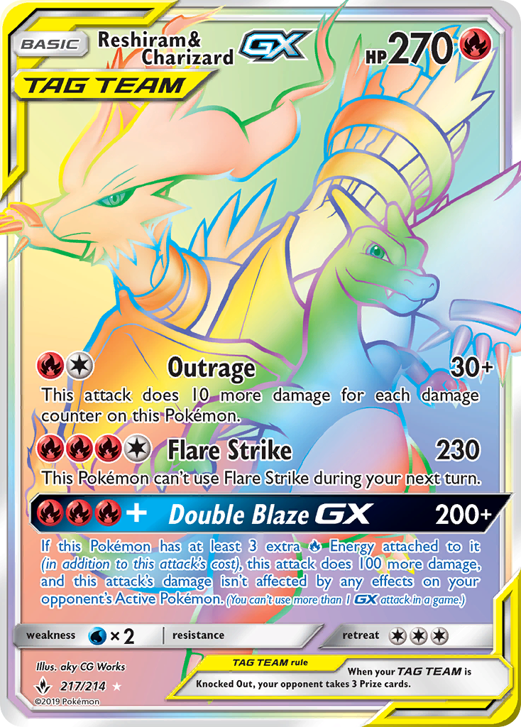 Reshiram & Charizard GX (217/214) [Sun & Moon: Unbroken Bonds] | All Aboard Games