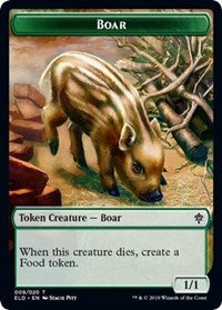 Boar // Food (15) Double-sided Token [Throne of Eldraine Tokens] | All Aboard Games