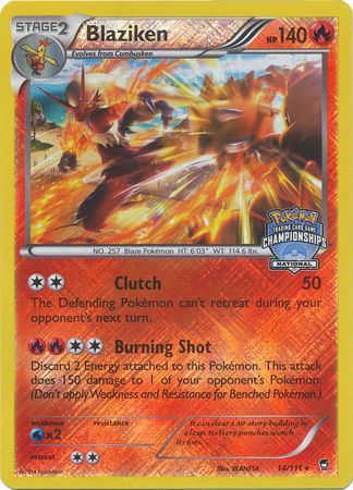 Blaziken (14/111) (National Championship Promo) [XY: Furious Fists] | All Aboard Games