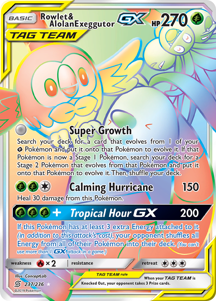 Rowlet & Alolan Exeggutor GX (237/236) [Sun & Moon: Unified Minds] | All Aboard Games