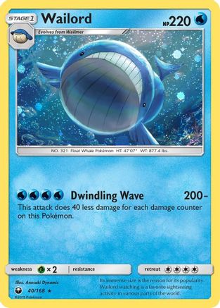 Wailord (40/168) (Cosmos Holo) [Sun & Moon: Celestial Storm] | All Aboard Games