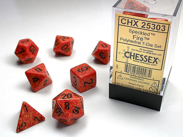 7pc Speckled Fire Polyhedral Set - CHX25303 | All Aboard Games