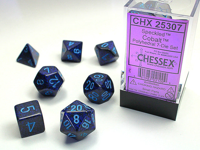 7pc Speckled Cobalt Polyhedral Set - CHX25307 | All Aboard Games