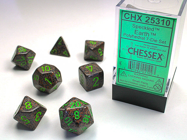 7pc Speckled Earth Polyhedral Set - CHX25310 | All Aboard Games