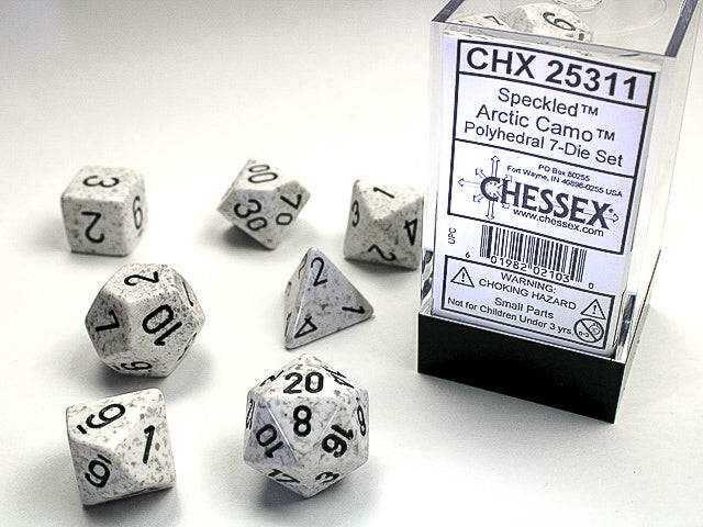 7pc Speckled Arctic Camo Polyhedral Set - CHX25311 | All Aboard Games