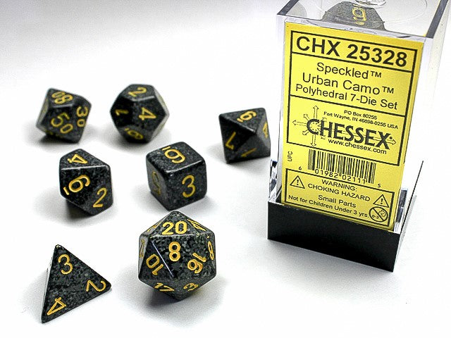 7pc Speckled Urban Camo Polyhedral Set - CHX25328 | All Aboard Games