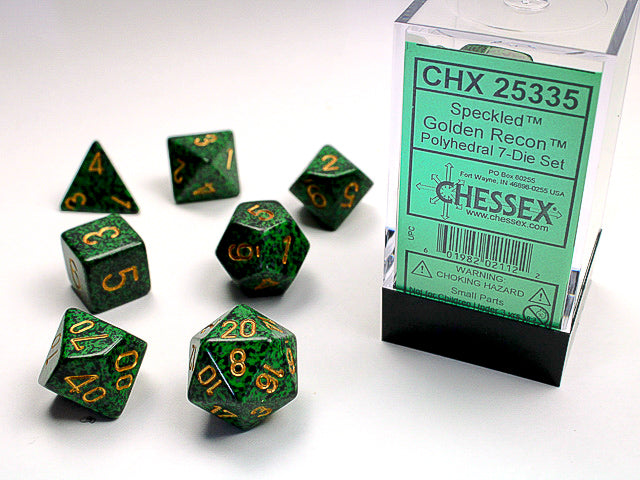 7pc Speckled Golden Recon Polyhedral Set - CHX25335 | All Aboard Games