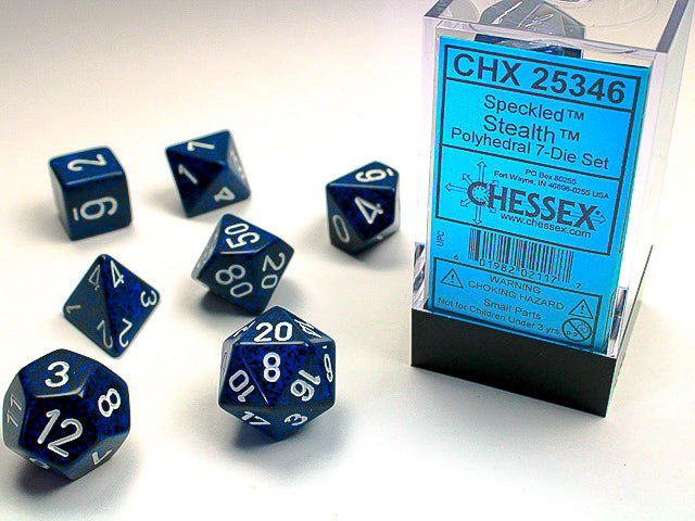 7pc Speckled Stealth Polyhedral Set - CHX25346 | All Aboard Games