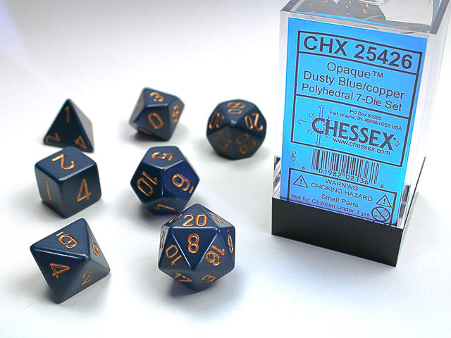 7pc Opaque Blue w/ Gold Polyhedral Set - CHX25426 | All Aboard Games