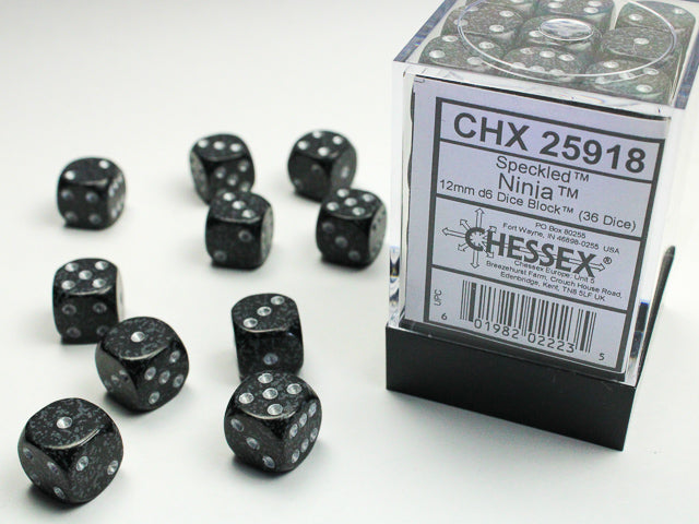 12mm d6 cube - Speckled: Ninja - CHX25918 | All Aboard Games