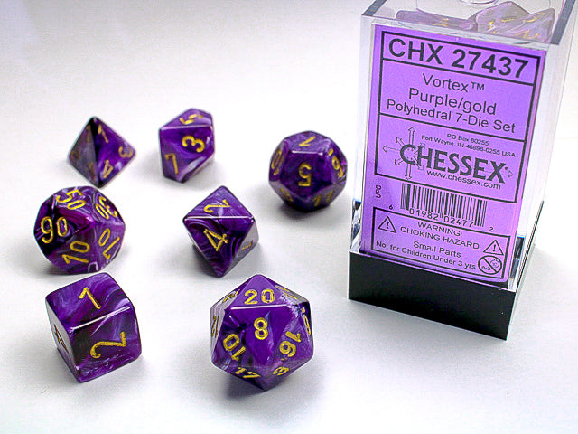 7pc Vortex Purple w/ Gold Polyhedral Set - CHX27437 | All Aboard Games